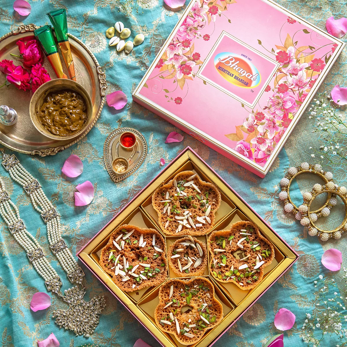 Flower Ghewar Delight-meetha