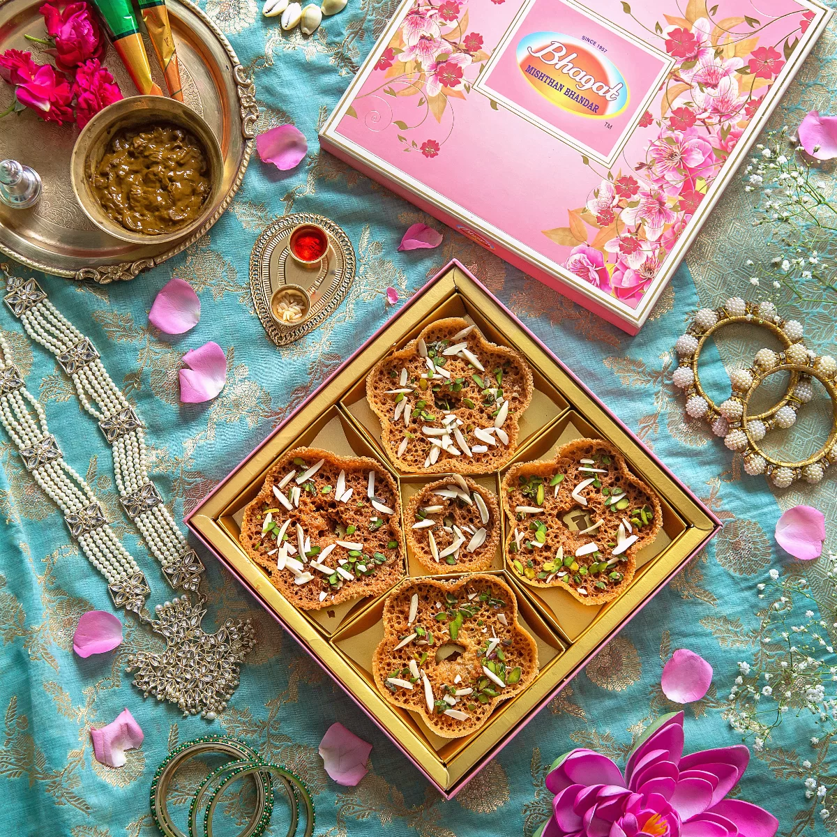 Flower Ghewar Delight-meetha
