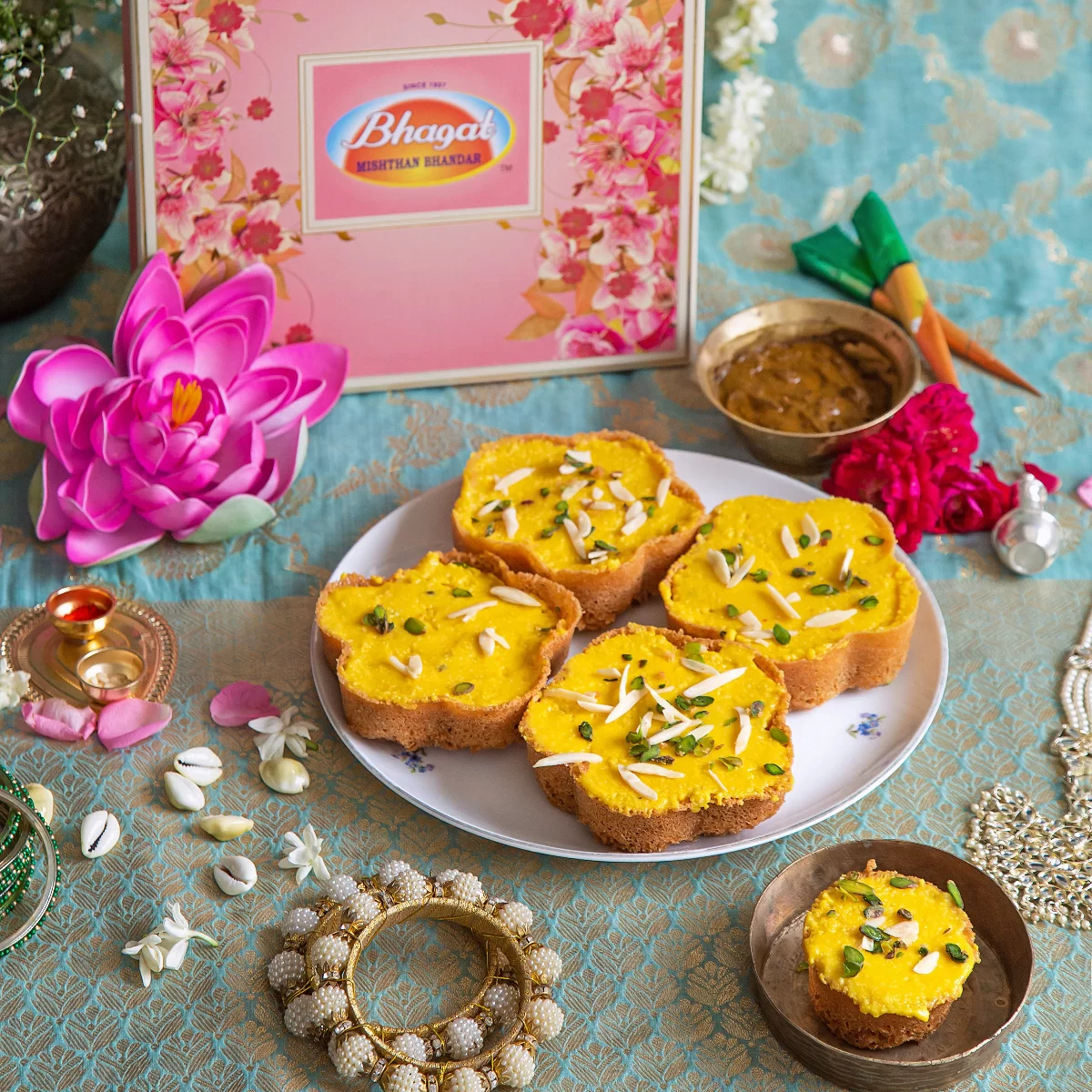 Flower Ghewar Delight-rabri