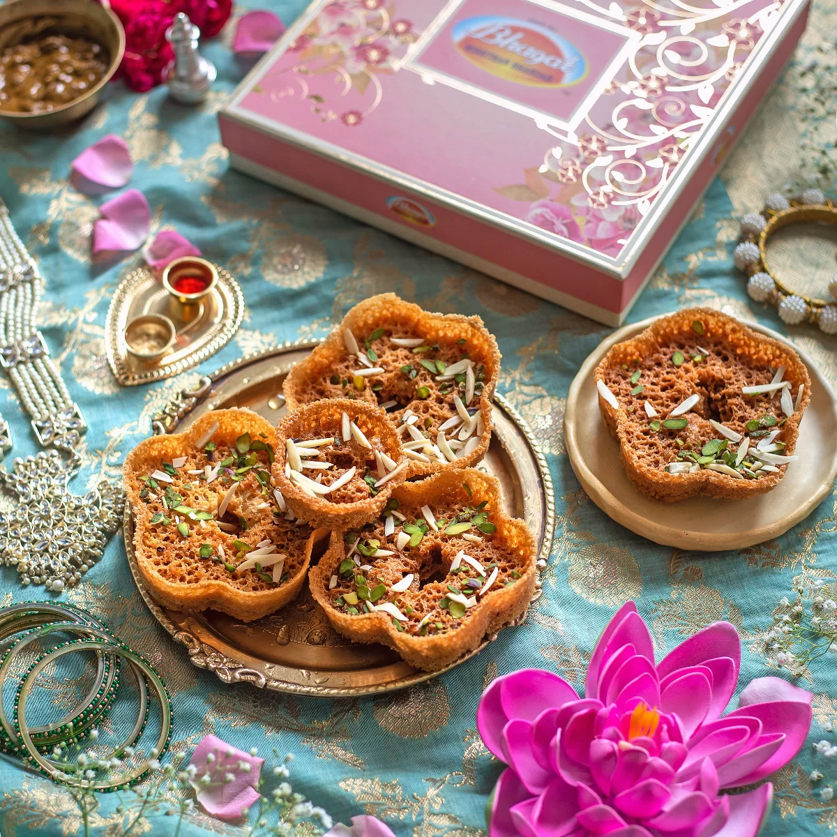Flower Ghewar Delight-meetha